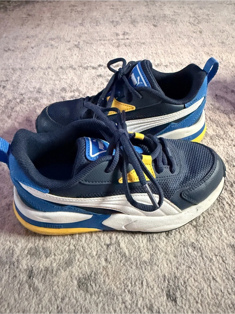 PUMA Kids Blue Yellow Sneakers Youth Size 1.5C Athletic Shoes